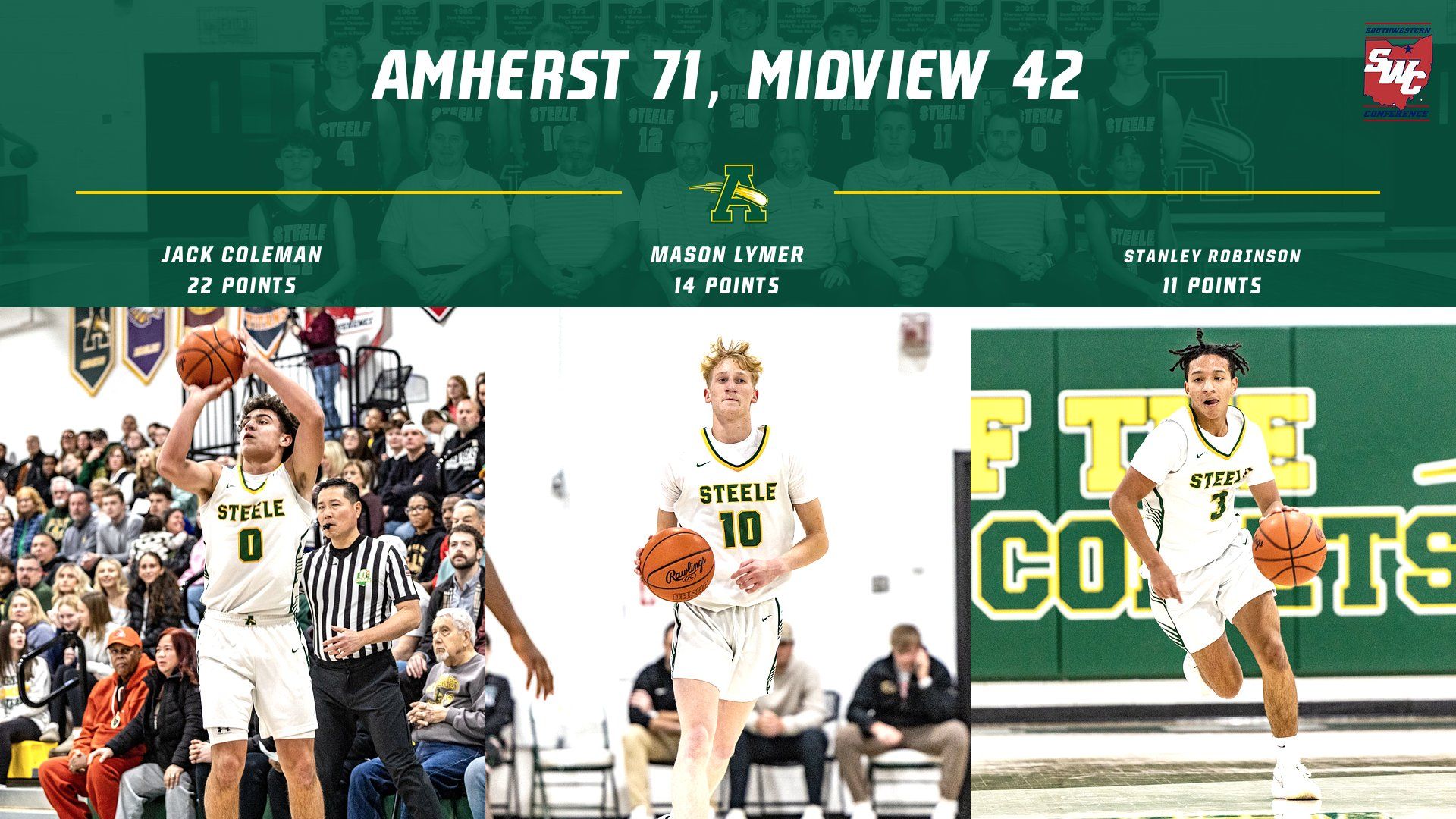 Boys Basketball Wins at Midview - Amherst Steele High School