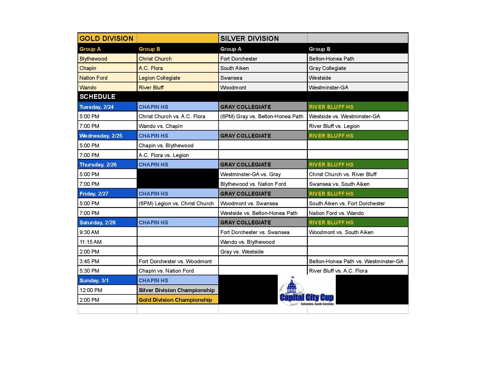 Capital City Cup 2026 Ccc 26 Schedule Page 001