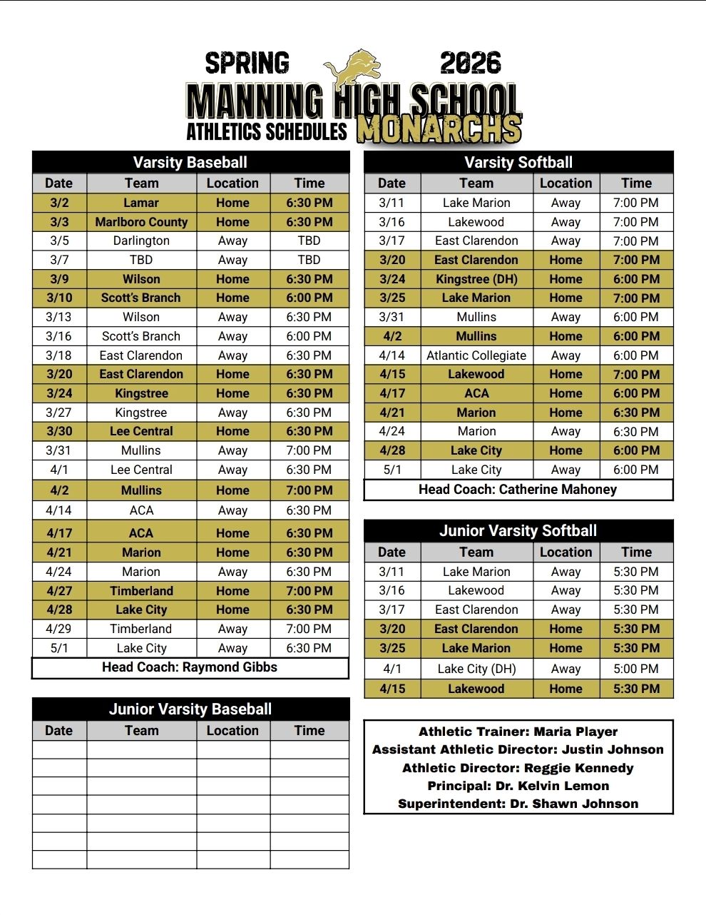 2026 Schedule 1