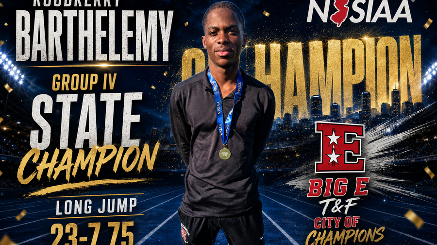 Roodkerry Barthelemy NJSIAA Group 4 Long Jump State Champion 